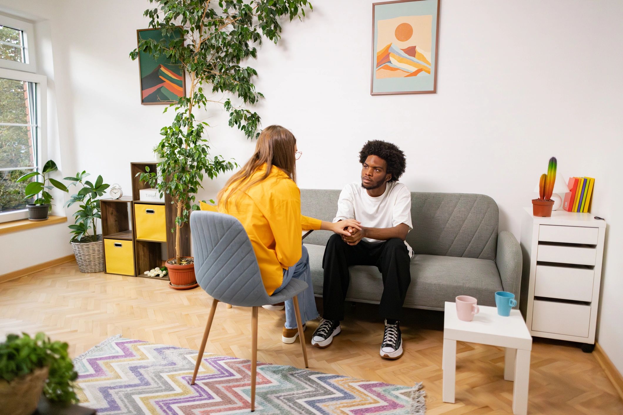 Compassionate counseling session between therapist and client
